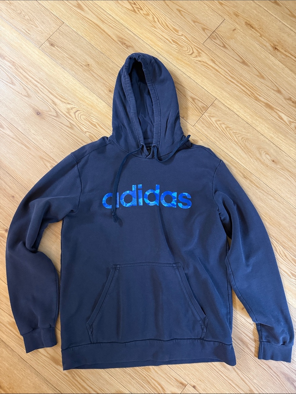 Adidas Men's Navy Blue Logo Hoodie
